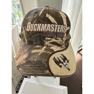 Vintage Buckmasters Camo Hat Paramount Outdoors Adjustable Stap Embroidered